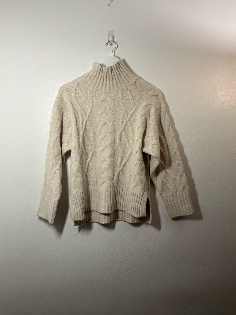 A New Day Cable-Knit Cream Color Turtleneck Sweater Size XS